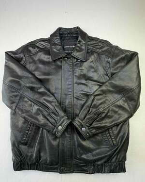 Vintage Pierre Cardin Men's Black Genuine Leather Bomber Jacket XL
